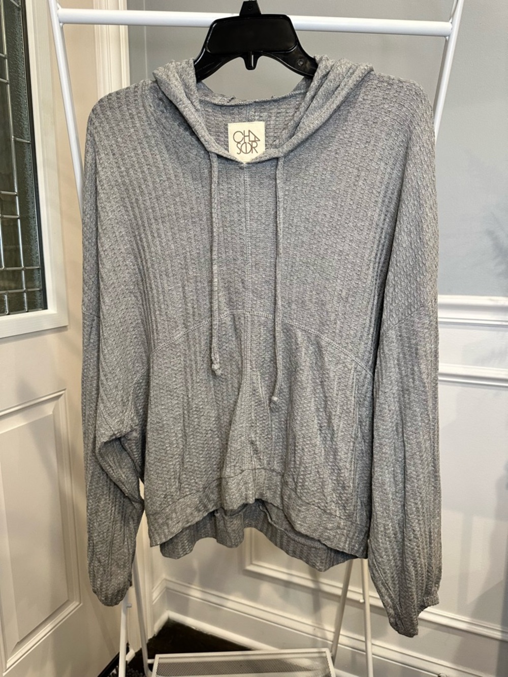 NWOT Chaser Women’s Light Gray Waffle Knit Hoodie